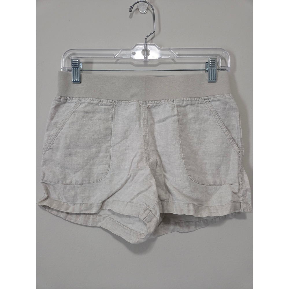 Allen Allen Womens Oatmeal Beige 100% Linen Pull On Shorts Size Small LL11243-NR